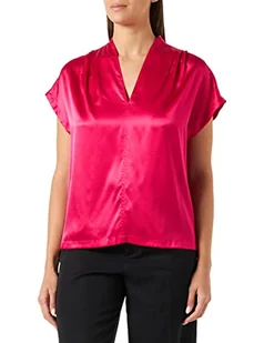 Pinko Damska krótka rozciągliwa satynowa bluzka koszulka, P46_różowa czerwień, UK XL, P46_różowy czerwony, 46 - Bluzki damskie - miniaturka - grafika 1