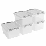 Pudła i pojemniki do przechowywania - Keter Benelux Curver Zestaw pudełek Handy+ z pokrywkami, 5 szt., 15 L, przezroczysty 246385 - miniaturka - grafika 1
