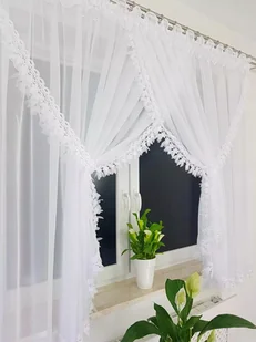 FIRANA GOTOWA Z WOALU FIRANKA KRÓTKA 400/160 FIRANKI DO SALONU BIAŁE WOAL - Firany - miniaturka - grafika 1