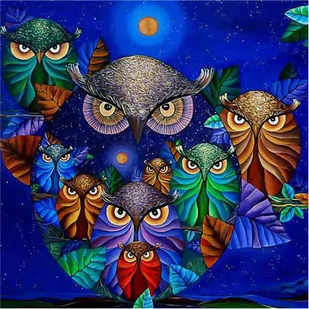 Norimpex, Mozaika z diamencikami Mandala 7D Sowy w fiolecie 1006564, 30x30 cm - Malowanie po numerach - miniaturka - grafika 1