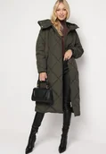 Kurtki damskie - Ciemnozielona Kurtka z Geometrycznym Pikowaniem Johnatta - miniaturka - grafika 1