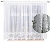 Firany - Firana Gotowa Gładka Z Gipiurą 170x400 Firany Gotowe Z Koronką Długie Salon - miniaturka - grafika 1