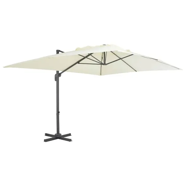 Elegancki Parasol Wiszący UV z Mechanizmem Korbkowym, Piaskowy, 400x300x26