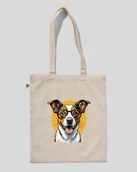 Torby i wózki na zakupy - TORBA BAWEŁNIANA NA ZAKUPY PIES JACK RUSSELL Naturalny - miniaturka - grafika 1