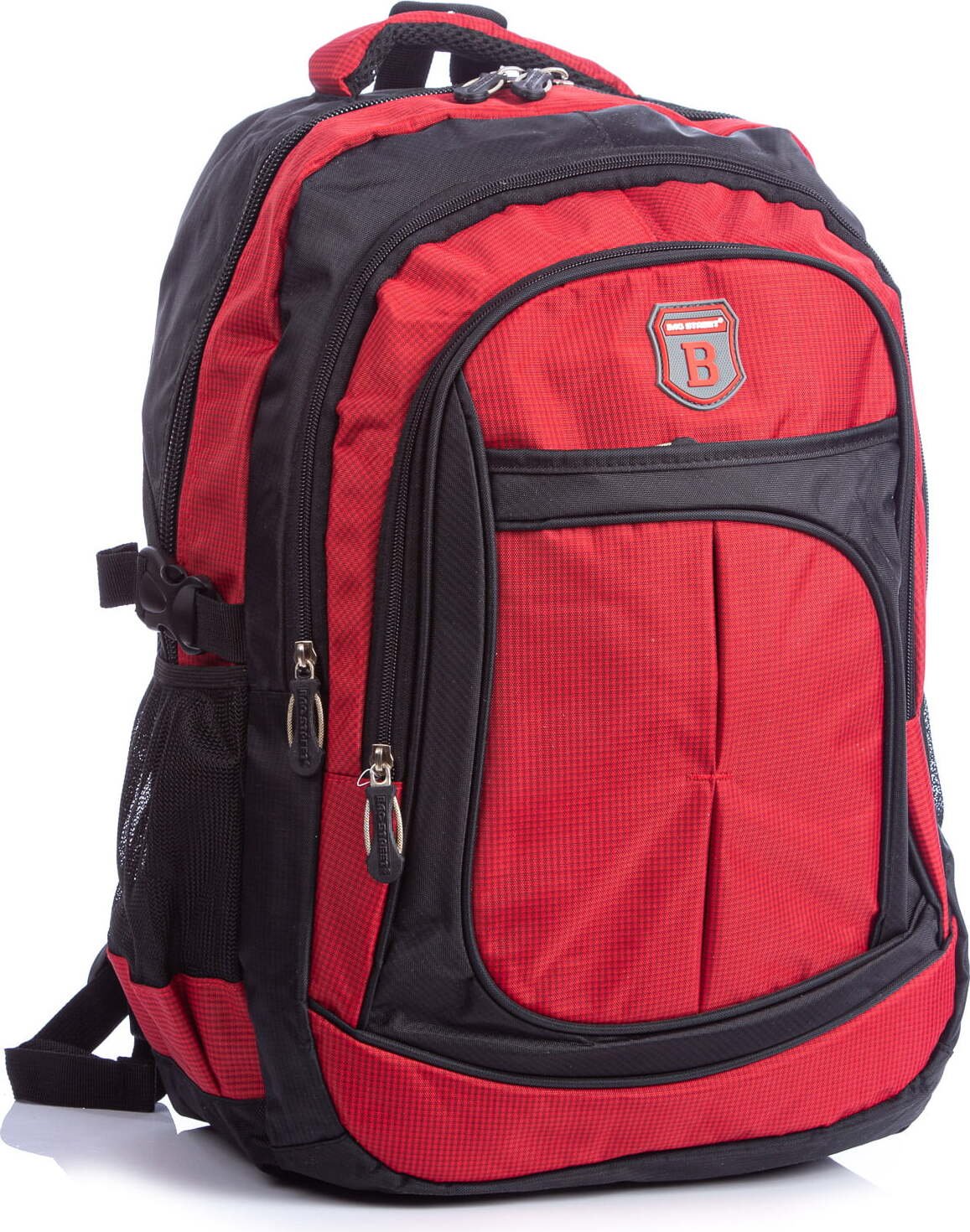 Duży Plecak Sportowy 3-komorowy szkolny do pracy na uczelnię damski męski A4 Czerwony