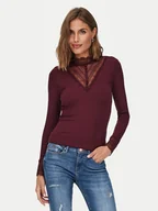 Bluzki damskie - ONLY Bluzka Tilde 15207788 Bordowy Stretch Fit - miniaturka - grafika 1