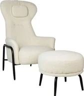 Fotele - Elior Beżowy fotel wypoczynkowy z podnóżkiem - Nelik - miniaturka - grafika 1