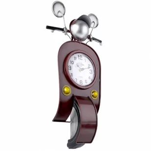 Zegar ścienny skuter metalowy retro vintage brązowy 21x9x44,5 cm kod: O-569365 - Zegary - miniaturka - grafika 1