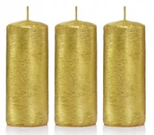 Świece - Świece ozdobne złote walec kokon 10/4 zestaw 3 szt - miniaturka - grafika 1