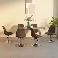 Krzesła - vidaXL Obrotowe krzesła stołowe, 6 szt., brązowe, tkanina - miniaturka - grafika 1