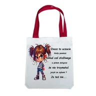 Torebki damskie - Torba na ramię uchwyt czerwony, zabawny tekst Mi 032 - miniaturka - grafika 1