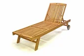 Leżaki ogrodowe - DIVERO leżak ogrodowy z drewna tekowego z kółkami GL05651 - miniaturka - grafika 1