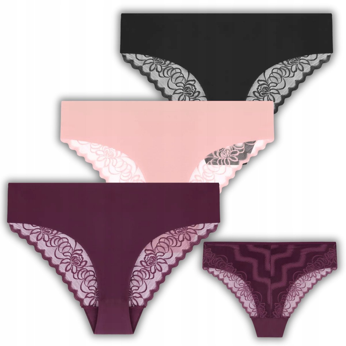 3X Majtki Damskie Bikini Bawełniane Figi Gładkie Kolorowe Moraj M