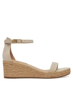 Espadryle damskie - Tommy Hilfiger Espadryle Suede Ankle Mid Wedge Espadrille FW0FW08479 Beżowy - miniaturka - grafika 1