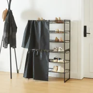 Szafki na buty - Stojak na buty 'Sel' z zasłoną zestaw 2 szt. sztaplowany na 18 par butów metalowy 80 x 32 x 60 cm czarny - miniaturka - grafika 1