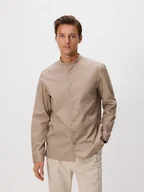 Koszule męskie - Reserved - Koszula regular ze stójką - beżowy - miniaturka - grafika 1