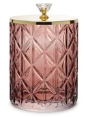 Świeczniki - Pojemnik dekoracyjny szklany z metalową złotą pokrywką RÓŻOWY - miniaturka - grafika 1