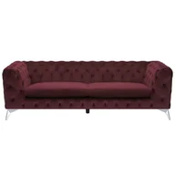 Sofy i kanapy - Beliani 3-osobowa sofa welur ciemnoczerwona SOTRA - miniaturka - grafika 1