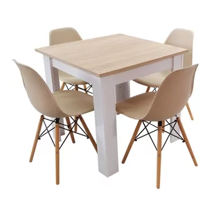 Zestaw stół Modern 80 SW i 4 krzesła Milano beżowe - Stoły z krzesłami - miniaturka - grafika 1