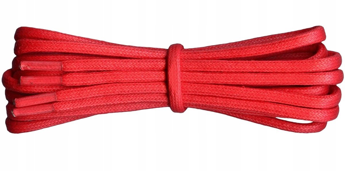 CZERWONE Okrągłe Sznurówki SOLIDNE Sznurowadła WOSKOWANE Trekkingowe 120 cm