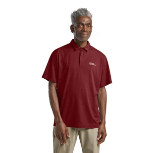 Męska koszulka polo Jack Wolfskin DELGAMI POLO M Deep Ruby - S - Koszulki męskie - miniaturka - grafika 1