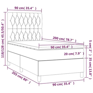 Lumarko Łóżko kontynentalne z materacem, ciemnoszara tkanina 90x200 cm - Łóżka - miniaturka - grafika 7