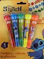 Przybory szkolne - Disney Stitch Flamastry z rollerem do szlaczków 5szt - miniaturka - grafika 1