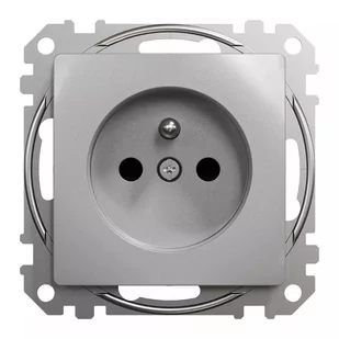 Gniazdo pojedyncze z uziemieniem Schneider Sedna Design SDD113012 z przesłonami zaciski bezgwintowe srebrne aluminium Design  Elements - Gniazdka elektryczne - miniaturka - grafika 1