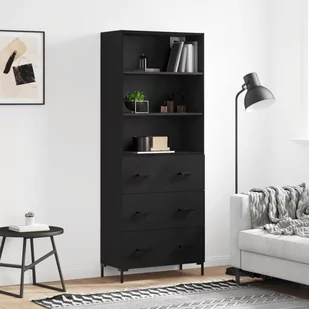 vidaXL Witrynka, czarna, 69,5x34x180 cm, materiał drewnopochodny - Szafki nocne vidaXL Witrynka, czarna, 69,5x34x180 cm, materiał drewnopochodny - Szafki nocne - miniaturka - grafika 1