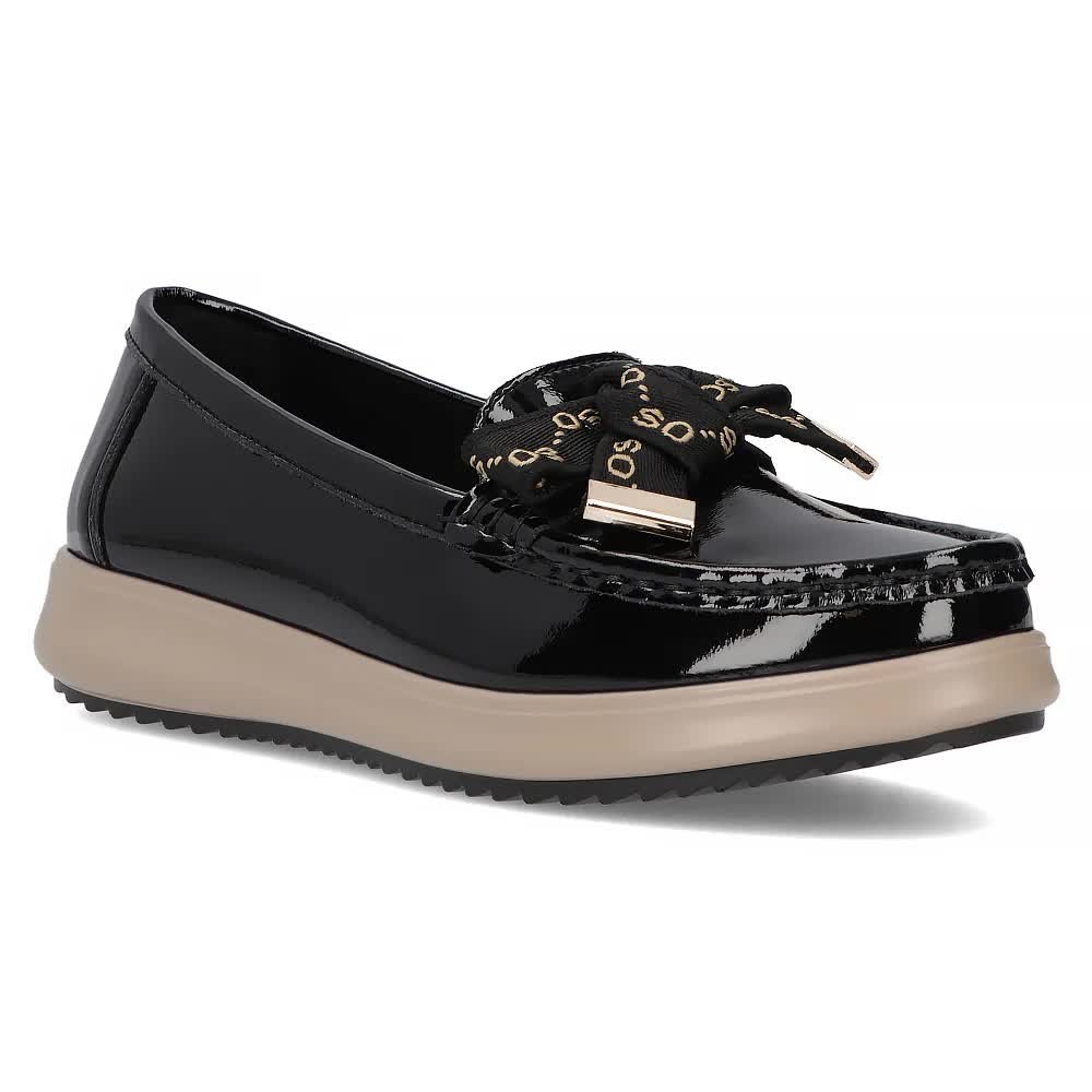 Półbuty mokasyny damskie Filippo DP6457/25 BK skórzane wsuwane czarne-36