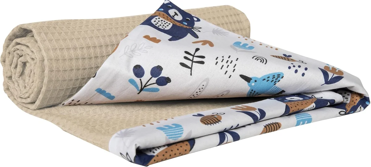 Kocyk dziecięcy bawełniany wafel 75x100 cm dwustronny cienki miękki