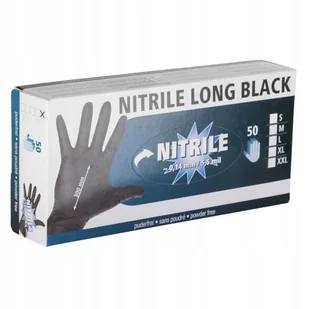KERBL Rękawiczki Nitrile Long Black roz. L czarne 50 sztuk - Akcesoria dla ptaków - miniaturka - grafika 1