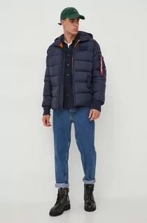 Kurtki męskie - Alpha Industries Hooded Puffer FD kolor granatowy zimowa - grafika 1