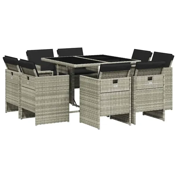 Zestaw Mebli Ogrodowych Rattan PE Jasnoszary 110x106x73 cm