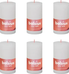 Bolsius Bolsius Świece pieńkowe Shine, 6 szt., 130x68 mm, zgaszona biel - Świece - miniaturka - grafika 1