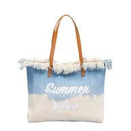 Torebki damskie - TORBA PLAŻOWA BOHO Z frędzlami niebieska ombre TP14N - miniaturka - grafika 1