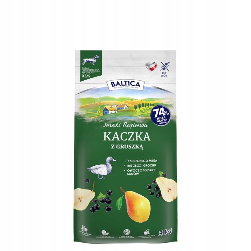 BALTICA Smaki regionów Małe rasy Kaczka z gruszką - sucha karma dla psa - 3kg
