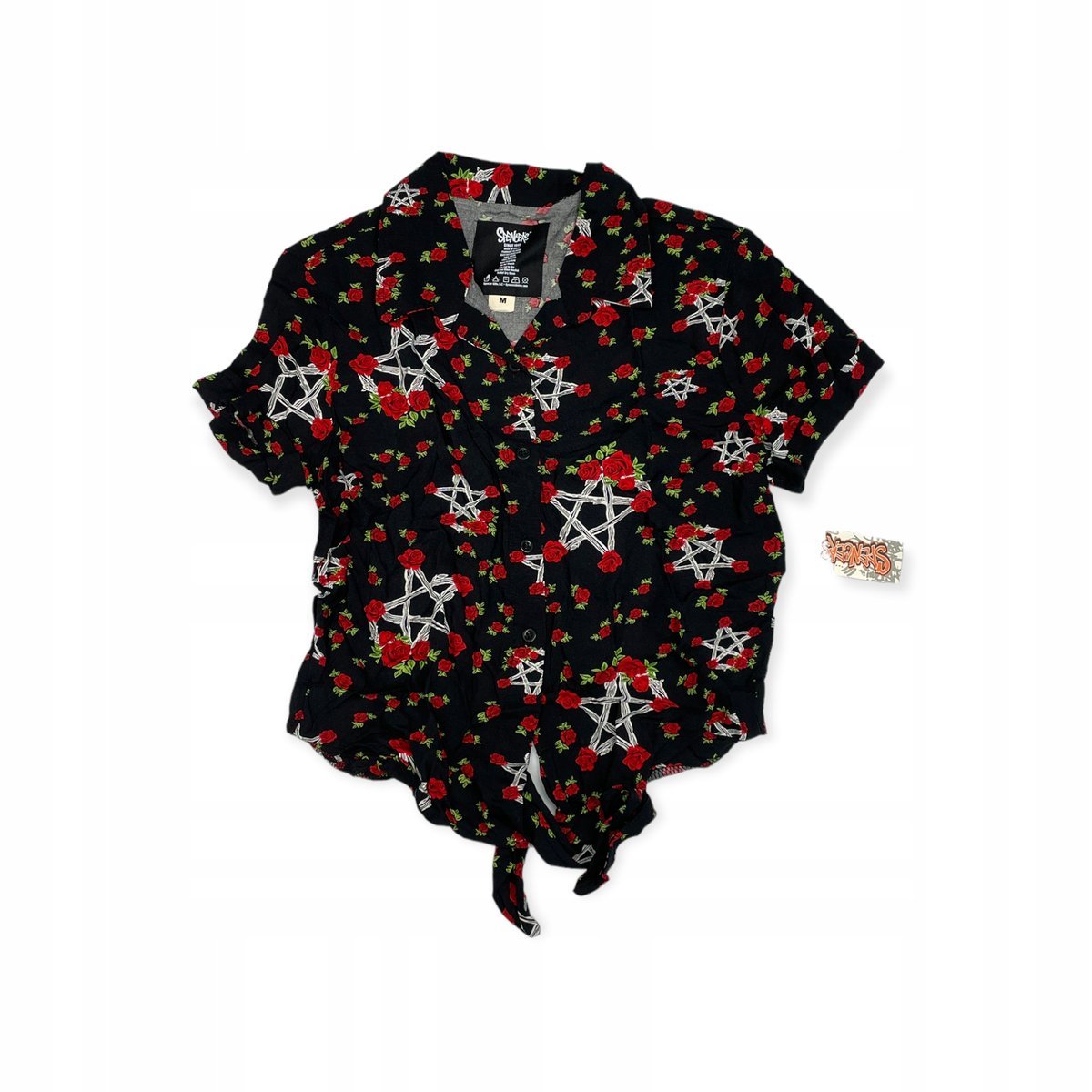 Krop top damski SPECNER'S Róże kwiaty guziki M