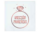 Folia, papier śniadaniowy, serwetki - Serwetki Wieczór Panieński białe 33x33cm 20szt. - Godan - miniaturka - grafika 1