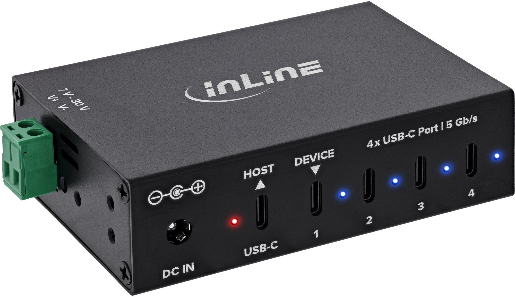 Delock InLine® USB 3.2 Gen.1 Hub przemysłowy, USB-C, 4-Port, z zasilaczem
