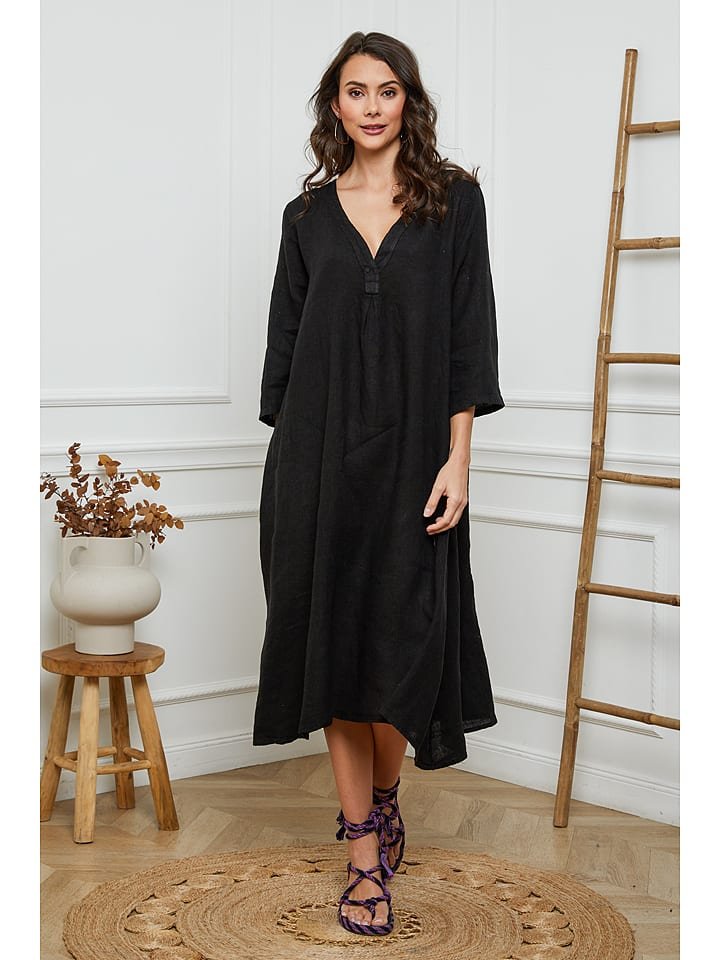 Joséfine Lniana sukienka w kolorze czarnym