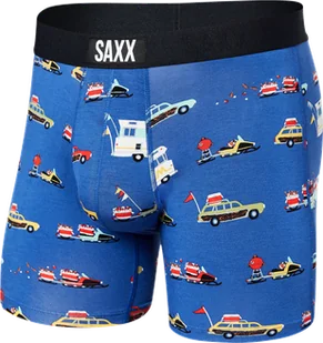 Bokserki męskie szybkoschnące SAXX VIBE Boxer Brief - pojazdy - niebieskie - Majtki męskie - miniaturka - grafika 1