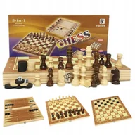 Gry planszowe - Gry Planszowe 3W1 Rodzinne Klasyczne Szachy Warcaby Tryktrak 623A - miniaturka - grafika 1