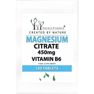 Forest Vitamin, Magnesium Citrate 450mg Vitamin B6, 100 Tab. - Witaminy i minerały - miniaturka - grafika 1