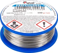 Akcesoria do lutowania - Cynel Cyna 0.56mm/100g Sn60Pb40 CYNEL - miniaturka - grafika 1