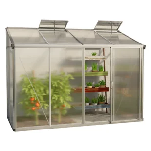 GFP szklarnia Eden 24 szklarnia przyścienna rama aluminiowa - 294x147 cm - grube panele poliwęglanowe ok. 10 mm - Szklarnie ogrodowe - miniaturka - grafika 1