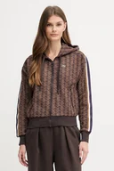 Bluzy damskie - Lacoste bluza damska kolor brązowy z kapturem wzorzysta SF7606 - miniaturka - grafika 1