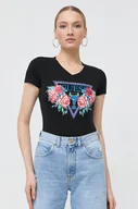 Koszulki sportowe damskie - Guess t-shirt damski kolor czarny - miniaturka - grafika 1