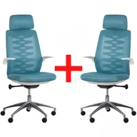 Fotele i krzesła biurowe - B2B Partner Krzesło biurowe z oparciem siatkowym SITTA WHITE 1+1 niebieskie - miniaturka - grafika 1
