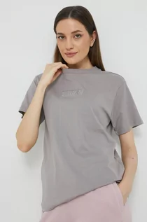 Koszulki sportowe damskie - Fila t-shirt bawełniany kolor szary - grafika 1